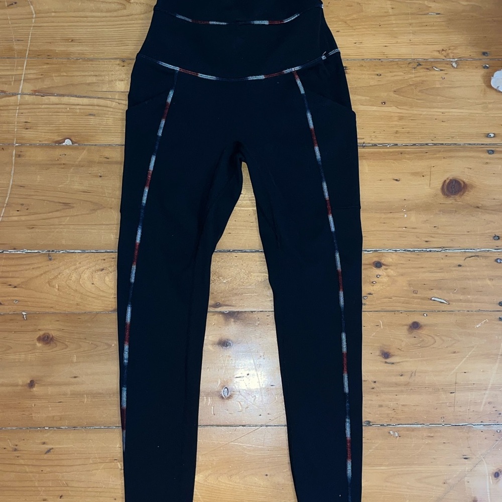 FP Movement Black Leggings with Red, blue, and white Accents